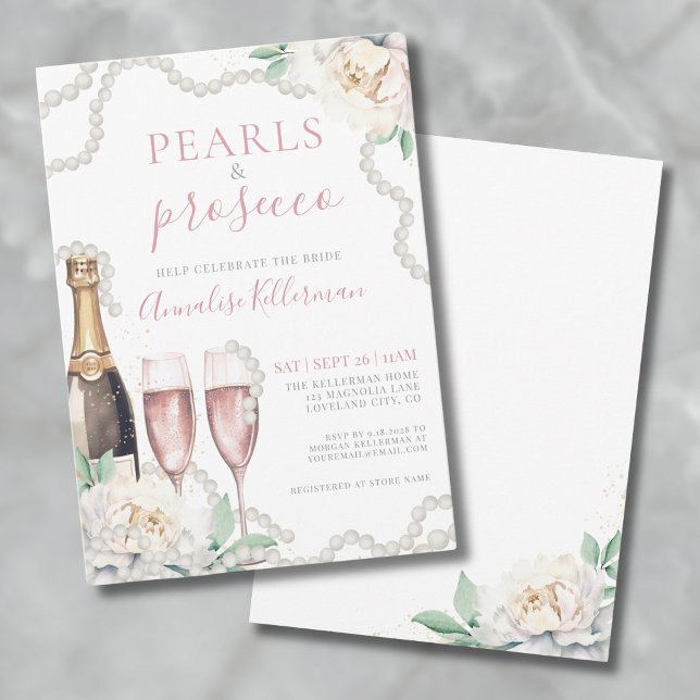 Rosa Champagne Blommigt Möhippa Inbjudningar (Pink Champagne Floral Bridal Shower Invitation)