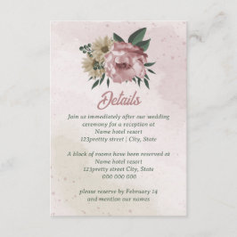 rosa champagne blommor bröllop tilläggskort