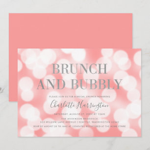 Rosa Champagne Bokeh Brunch & Bubly Möhippa Inbjudningar