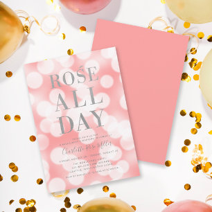 Rosa Champagne Bokeh Ro hela dagen Bachelorette Inbjudningar