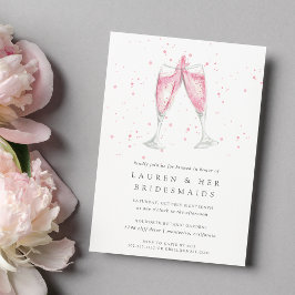 Rosa Champagne | Brunch-inbjudan till Bridesmaids Inbjudningar