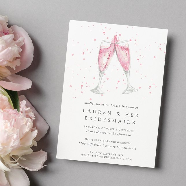 Rosa Champagne | Brunch-inbjudan till Bridesmaids Inbjudningar (Skapare uppladdad)