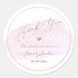 Rosa Champagne Bubbles, Watercolor Tack Runt Klistermärke