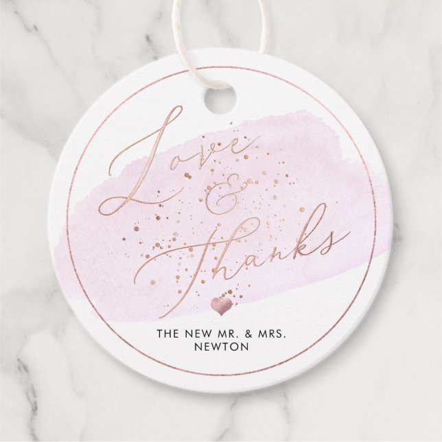 Rosa champagne bubblor, Vattenfärg Tack Gåvor Etiketter (Framsida)