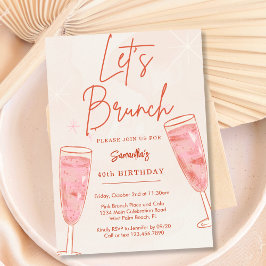Rosa Champagne Bubly Låt oss Brunch any event Part Inbjudningar