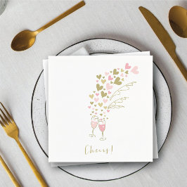 Rosa Champagne Cheers Förlovning Bröllopsfest Pappersservett