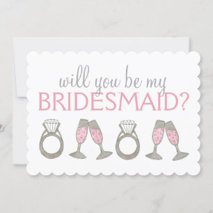 Rosa Champagne Diamond Bridesmaid Brudens sida Inbjudningar