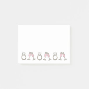 Rosa Champagne Diamond Ring Bling Bröllop Bride Post-it Block