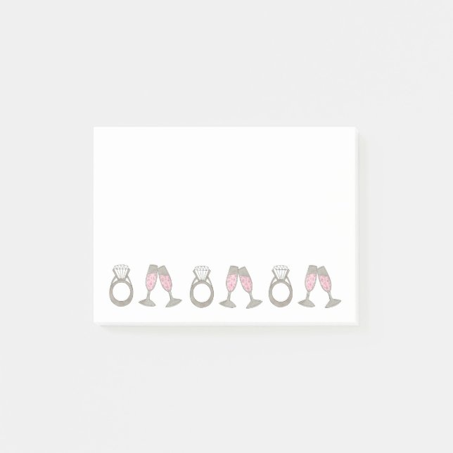 Rosa Champagne Diamond Ring Bling Bröllop Bride Post-it Block (Framsida)