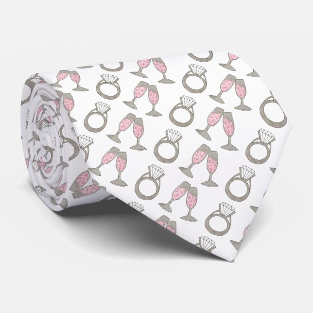 Rosa Champagne Diamond Ring Bröllop Groom Slips (Rullad)