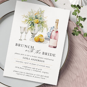 Rosa Champagne eller Vin   Cute Brunch-Möhippa Inbjudningar