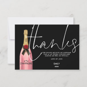 Rosa Champagne Flaska Script Black Möhippa T Tack Kort