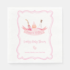 Rosa Champagne Flaskor Feet Ram Baby Shower Pappersservett