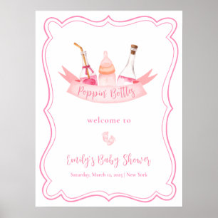 Rosa Champagne Fötter Ram Flick Baby Shower Välkom Poster