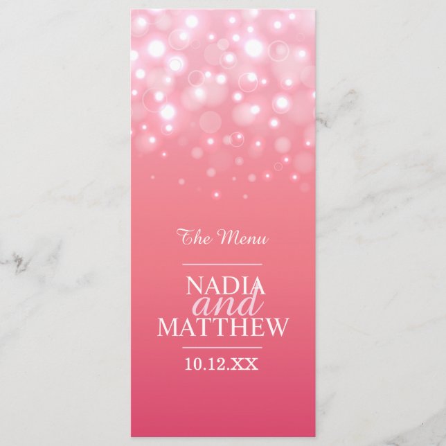 Rosa Champagne, fyra på menyn för middag Meny (Framsida)