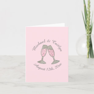Rosa Champagne Glass Möhippa Bröllop Tack Kort