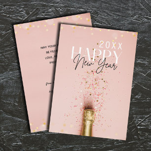 Rosa Champagne Gott nytt år Hälsning Julkort