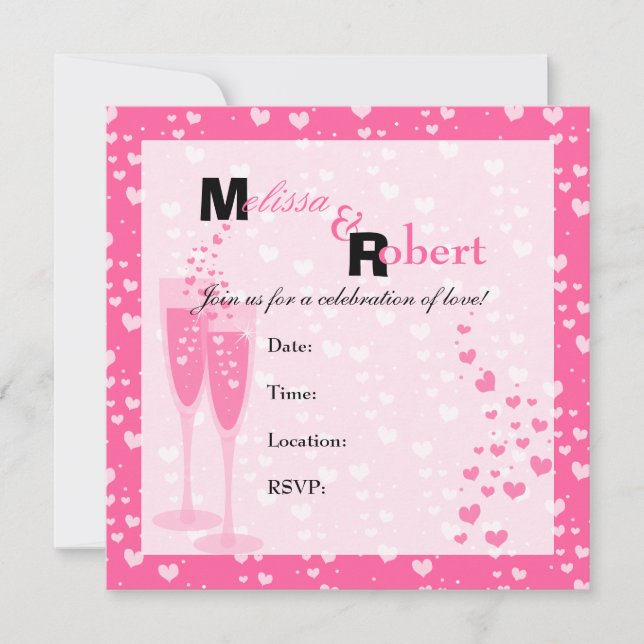 Rosa Champagne! Inbjudningar (Framsida)