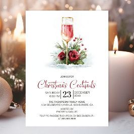 Rosa Champagne Julcocktails Inbjudningar