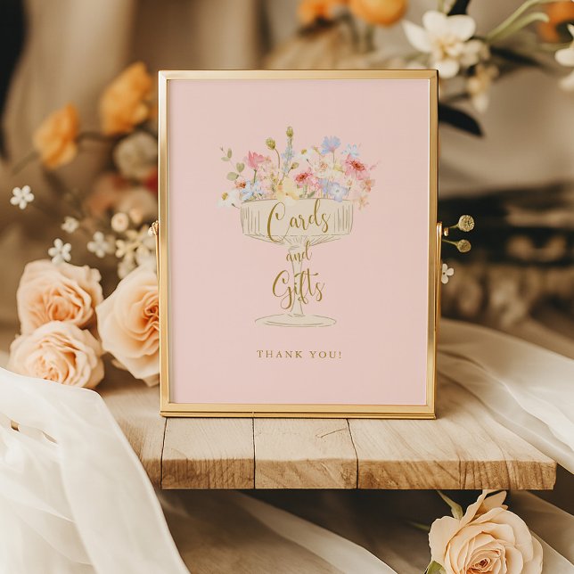 Rosa Champagne Möhippa Cards and Gifts Sign Poster (Skapare uppladdad)