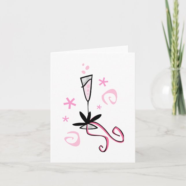 Rosa Champagne Notecard Kort (Framsida)
