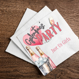 Rosa Champagne och Ice Bucket Galentine Party Pappersservett