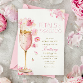 Rosa Champagne Petals Inbjudningskort för möhippan