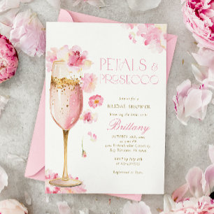 Rosa Champagne Petals Inbjudningskort för möhippan