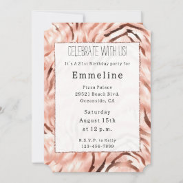 Rosa Champagne Ro Glam Zebra Inbjudningar