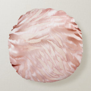 Rosa Champagne Ro Glam Zebra Round Pillow Rund Kudde
