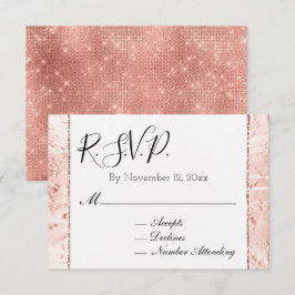 Rosa Champagne Ros Glam Glitter RSVP Tilläggskort