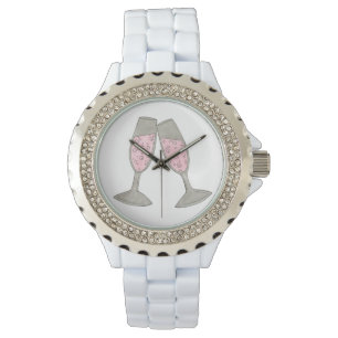 Rosa Champagne Toast Cheers Bröllop Bride Watch Armbandsur