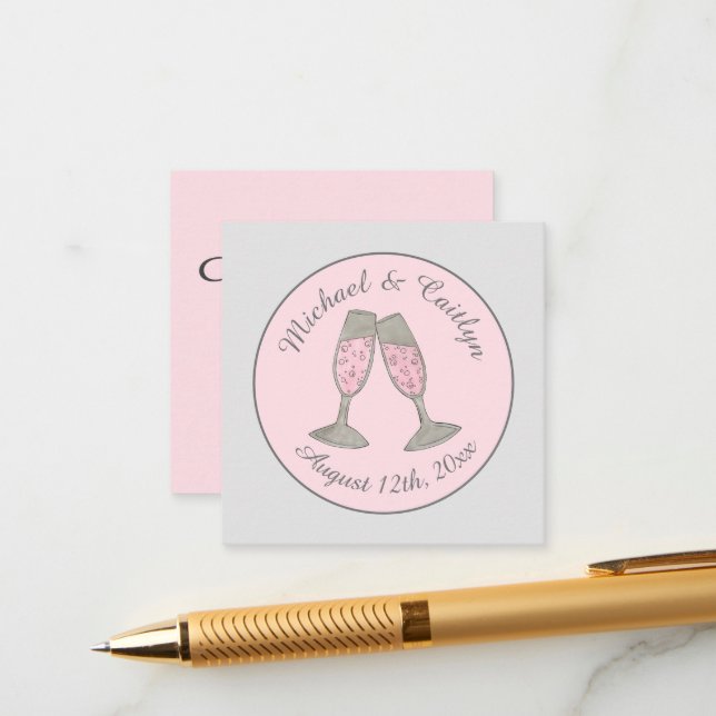 Rosa Champagne Toast Cheers Bröllop Möhippa Tilläggskort (Fram/Back In Situ)