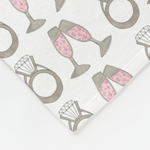 Rosa Champagne Toast Diamond Ring Bröllop Bride Fleecefilt