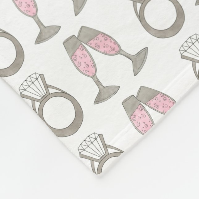 Rosa Champagne Toast Diamond Ring Bröllop Bride Fleecefilt (Hörn)