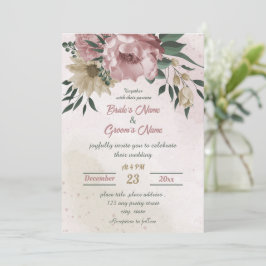 rosa champagneblommor botaniska bröllop inbjudningar