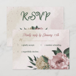 rosa champagneblommor botaniska bröllop OSA kort