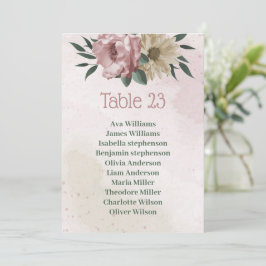 rosa champagneblommor botaniskt sittplatskort inbjudningar