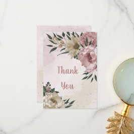 rosa & champagneblommor grönt löv tack kort