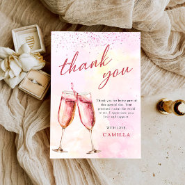 Rosa Champagnebrunch och Bubbly Bröllopsfest Tack Kort