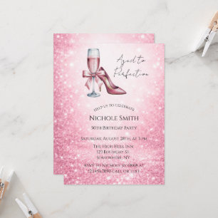 Rosa champagneglas åldrat till perfektion födelsed inbjudningar