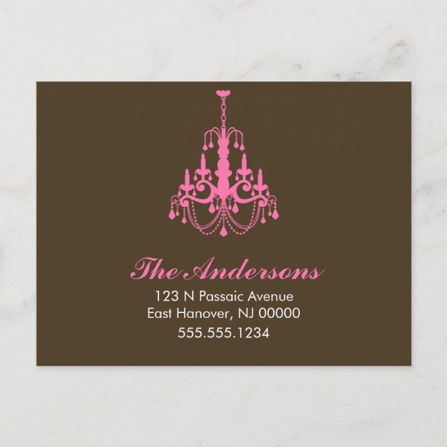 Rosa Chandelier Flytta Annocements Meddelande Vykort (Framsida)