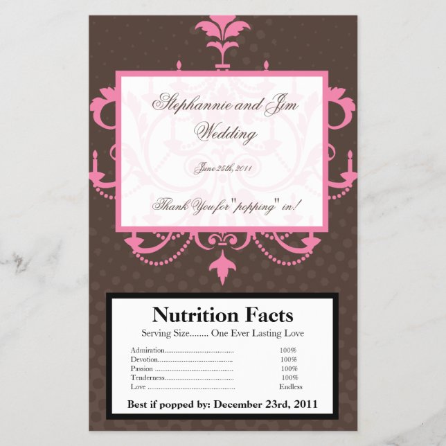 Rosa Chandelier för popcorn Wrapper  Chandelier Flygblad (Framsidan)