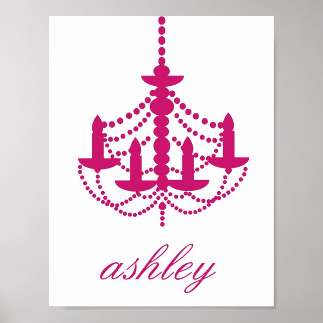 Rosa Chandelier Namn Wall Art Poster (Framsidan)