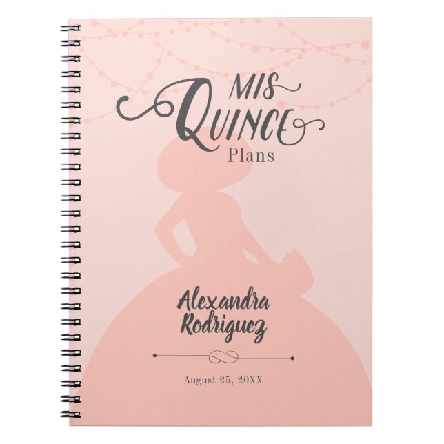  Rosa Charro Silhouette Quinceanera Anteckningsbok (Framsidan)