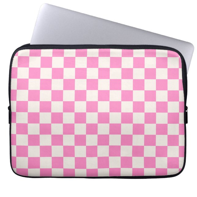 Rosa Check, Checkerboard Mönster, Checkered, Check Laptop Fodral (Framsidan)