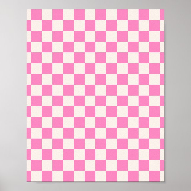 Rosa Check, Checkerboard Mönster, Checkered, Check Poster (Framsidan)