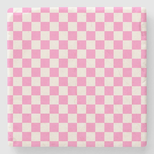 Rosa Check, Checkerboard Mönster, Checkered, Check Stenunderlägg (Framsidan)