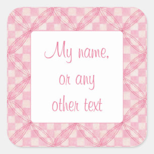 ROSA CHECK QUILT 3-tums Kvadratkantstreck Fyrkantigt Klistermärke