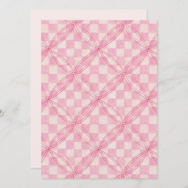 ROSA CHECK QUILT 5.5x7.5-platta kort II/Lodrät (Fram/baksida)
